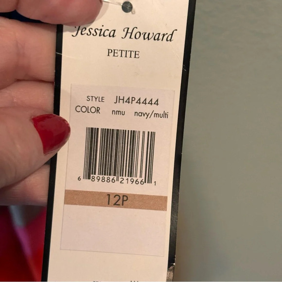 NWT Jessica Howard Front Crossover Dress in Navy/Multi, size 12P, Office Church - Picture 6 of 10